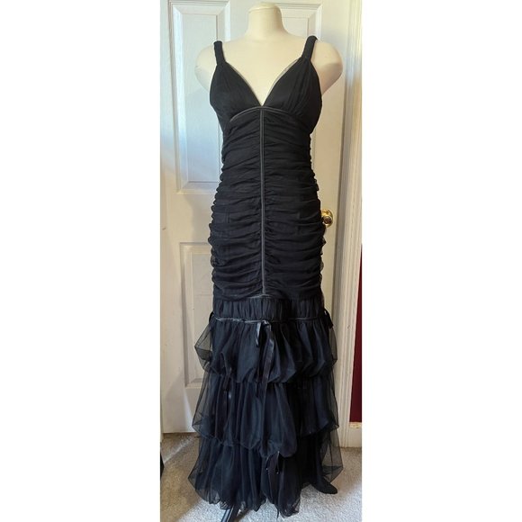 Jessica McClintock Dresses & Skirts - Jessica McClintock Formal Prom Dress Sz 10 Black Flowy Bows Fitted STUNNING